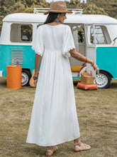 Load image into Gallery viewer, Lace Detail Eyelet V-Neck Half Sleeve Dress