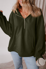 Load image into Gallery viewer, Pocketed Half Zip Dropped Shoulder Hoodie
