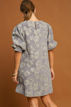 Load image into Gallery viewer, Umgee Floral Jacquard Puff Sleeve Mini Dress