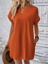 Load image into Gallery viewer, Pocketed Round Neck Short Sleeve Dress