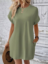 Load image into Gallery viewer, Round Neck Short Sleeve Mini Dress