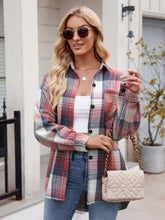 Load image into Gallery viewer, Mandy Pocketed Plaid Collared Neck Long Sleeve Shirt