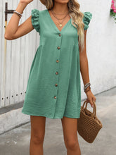 Load image into Gallery viewer, Ivy Lane Button Up V-Neck Cap Sleeve Mini Dress