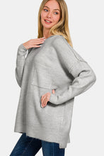 Load image into Gallery viewer, Zenana High-Low Hem Drop Shoulder Sweater