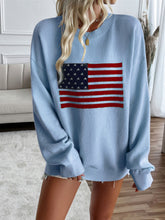Load image into Gallery viewer, Devine US Flag Round Neck Long Sleeve Knit Top