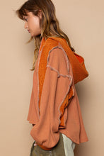 Load image into Gallery viewer, POL Half Zip Exposed Seam Contrast Thermal Hoodie