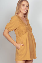 Load image into Gallery viewer, VERY J Lace Detail Puff Sleeve Romper with Pockets