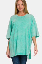 Load image into Gallery viewer, Zenana Full Size Washed Round Neck Drop Shoulder Oversized T-Shirt