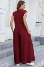 Load image into Gallery viewer, Half Button Wide Leg Jumpsuit with Pockets