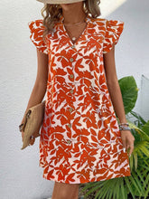 Load image into Gallery viewer, Printed Notched Cap Sleeve Mini Dress