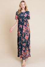 Load image into Gallery viewer, BOMBOM Floral Short Sleeve Maxi Dress