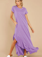 Load image into Gallery viewer, Slit Round Neck Short Sleeve Maxi Dress