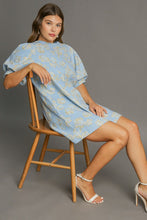 Load image into Gallery viewer, Umgee Floral Jacquard Puff Sleeve Mini Dress