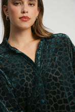Load image into Gallery viewer, Umgee Animal Print Button Up Velvet Shirt