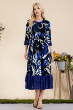 Load image into Gallery viewer, Celeste Full Size Paisley Print Lace Ruffled Midi Dress