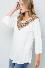 Load image into Gallery viewer, Celeste Full Size Leopard Contrast Balloon Sleeve Top