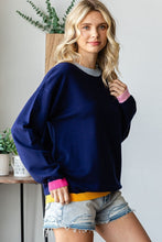 Load image into Gallery viewer, First Love Contrast Ribbed Round Neck Long Sleeve Sweater