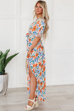 Load image into Gallery viewer, Tied Slit Printed Half Sleeve Maxi Dress
