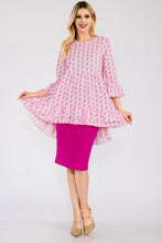 Load image into Gallery viewer, Celeste Full Size Houndstooth Flounce Sleeve High-Low Top