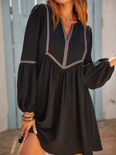 Load image into Gallery viewer, Ruched Notched Long Sleeve Mini Dress