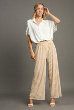 Load image into Gallery viewer, Umgee Elastic Waist Striped Wide Leg Velvet Pants
