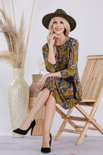 Load image into Gallery viewer, Celeste Full Size Paisley Print Round Neck Dress with Pockets