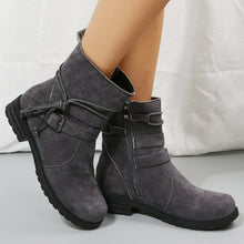 Load image into Gallery viewer, Suede Side Zip Round Toe Boots