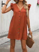 Load image into Gallery viewer, Ivy Lane Button Up V-Neck Cap Sleeve Mini Dress