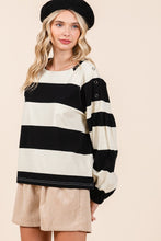 Load image into Gallery viewer, Mittoshop Striped Snap Shoulder Long Sleeve T-Shirt