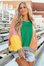 Load image into Gallery viewer, Color Block Round Neck Long Sleeve Top