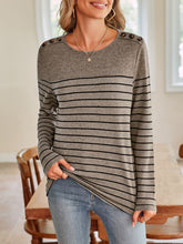 Load image into Gallery viewer, Lovelet Striped Round Neck Long Sleeve T-Shirt