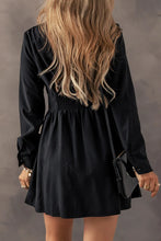 Load image into Gallery viewer, Ruched Button Up Long Sleeve Dress
