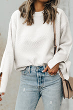 Load image into Gallery viewer, Textured Round Neck Long Sleeve Sweater
