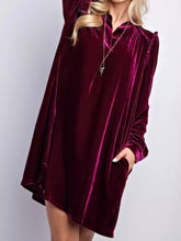 Load image into Gallery viewer, Frill Notched Long Sleeve Dress with Pockets