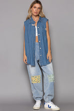 Load image into Gallery viewer, POL Button Down Sleeveless Striped Denim Shirt