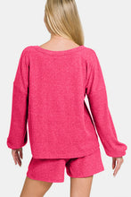 Load image into Gallery viewer, Zenana V-Neck Long Sleeve Ribbed Top and Shorts Set