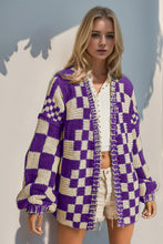 Load image into Gallery viewer, Double Take Full Size Open Front Checkered Drop Shoulder Cardigan