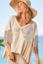 Load image into Gallery viewer, POL V-Neck Crochet Patch Knit Top