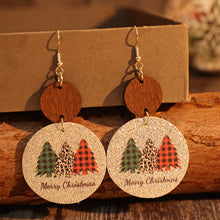 Load image into Gallery viewer, PU Leather Christmas Tree Earrings