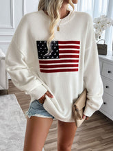 Load image into Gallery viewer, Devine US Flag Round Neck Long Sleeve Knit Top