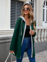 Load image into Gallery viewer, Drawstring Long Sleeve Hooded Jacket