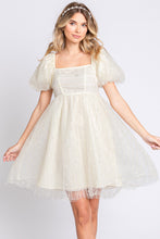 Load image into Gallery viewer, GeeGee Pearl Mesh Puff Sleeve Babydoll Dress