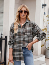 Load image into Gallery viewer, Mandy Pocketed Plaid Collared Neck Long Sleeve Shirt