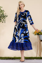 Load image into Gallery viewer, Celeste Full Size Paisley Print Lace Ruffled Midi Dress