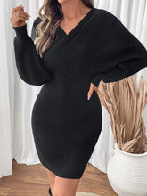 Load image into Gallery viewer, Perfee Surplice Long Sleeve Sweater Dress