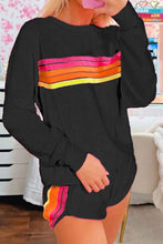Load image into Gallery viewer, Full Size Contrast Striped Round Neck Top and Shorts Set