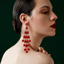 Load image into Gallery viewer, Alloy & Rhinestone Teardrop Earrings