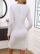 Load image into Gallery viewer, Lace Detail Round Neck Long Sleeve Mini Dress