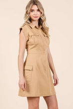 Load image into Gallery viewer, Mittoshop Cargo Pocket Half Button Mini Dress