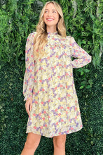 Load image into Gallery viewer, And The Why Floral Mock Neck Flounce Sleeve Dress